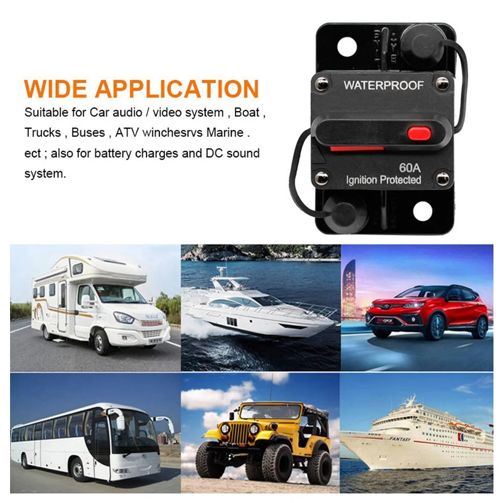 30A - 300A 12 - 48V DC IP67 Waterproof Circuit Breaker with Manual Reset Button for Car / Yacht / RV - 30A - 6