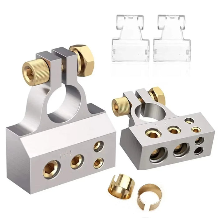 2Pcs Positive and Negative Car Battery Terminal Connectors for Automotive  /  Marine Battery Clamps - Silver+Gold - 5