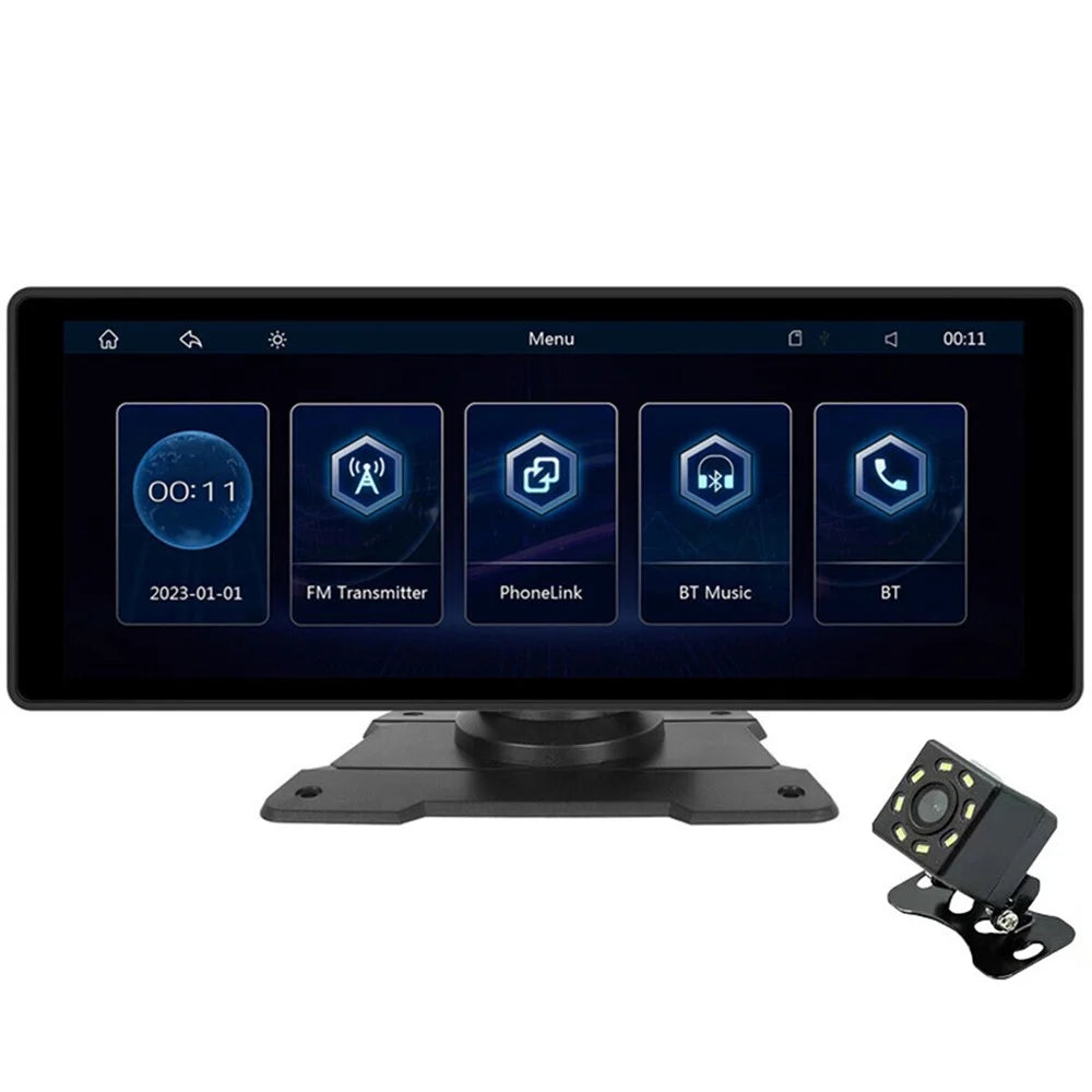 W509B 10.26 Inch Wireless CarPlay Android Auto MP5 Player GPS Navigation Display with 8-LED Camera + 2 Brackets - 1