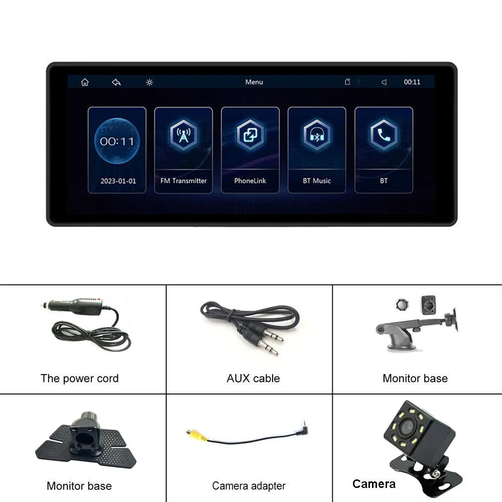 W509B 10.26 Inch Wireless CarPlay Android Auto MP5 Player GPS Navigation Display with 8-LED Camera + 2 Brackets - 3