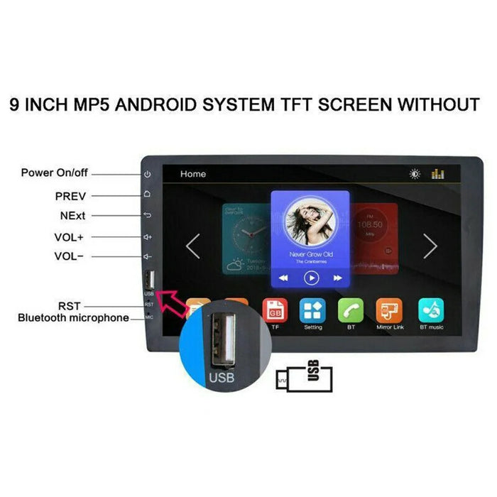 RH753B 9 Inch Touch Screen Car MP5 Player Multimedia Stereo FM Radio with Mic and 4 LED Rear View Camera - 5