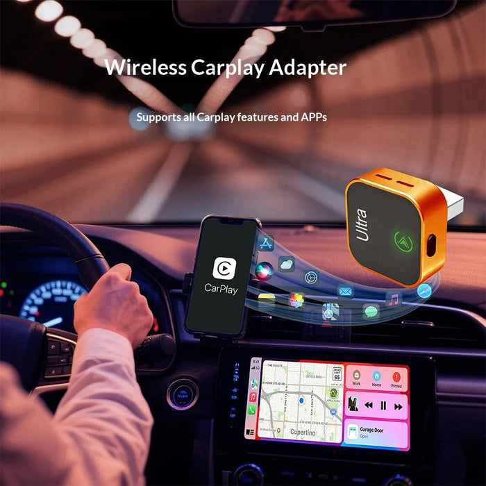 K15 2 in 1 Wireless CarPlay Box Android Auto USB Dongle with Adapter and Extension Cable - Orange - 4