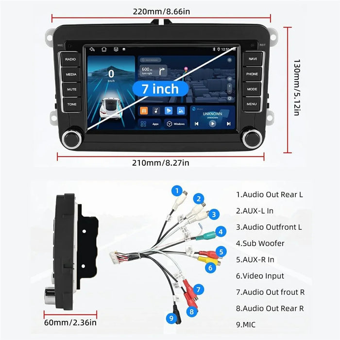 7 Inch Android 15 Car Stereo 2G+32G CarPlay Player Android GPS Navigation 12-LED Backup Camera Auto Player for Volkswagen Golf MK5  /  Polo Passat Jetta - 6