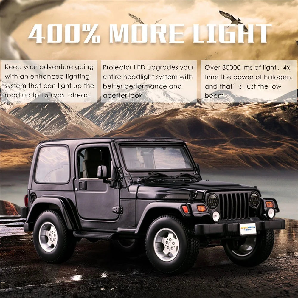 EAGLEVISION C0045 7inch 13-LED Waterproof DRL Light High Low Beam Car Truck Round Headlight for Jeep Wrangler - 3