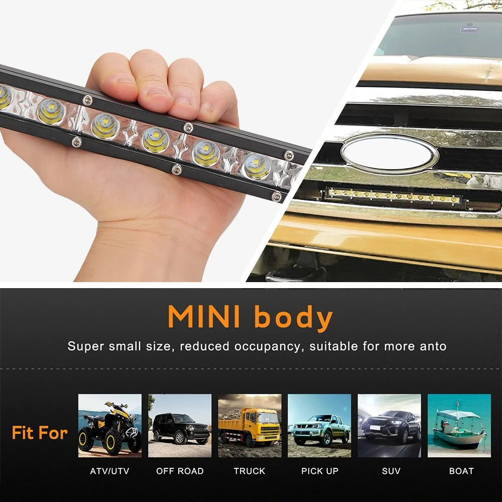 D0003 YSJ 20 inch 54W Ultra-slim Car Truck Tractor LED Work Light Spot Light Waterproof Shockproof Lamp Bar - 3