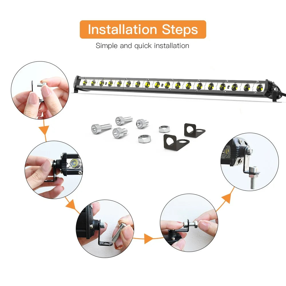 D0003 YSJ 20 inch 54W Ultra-slim Car Truck Tractor LED Work Light Spot Light Waterproof Shockproof Lamp Bar - 4