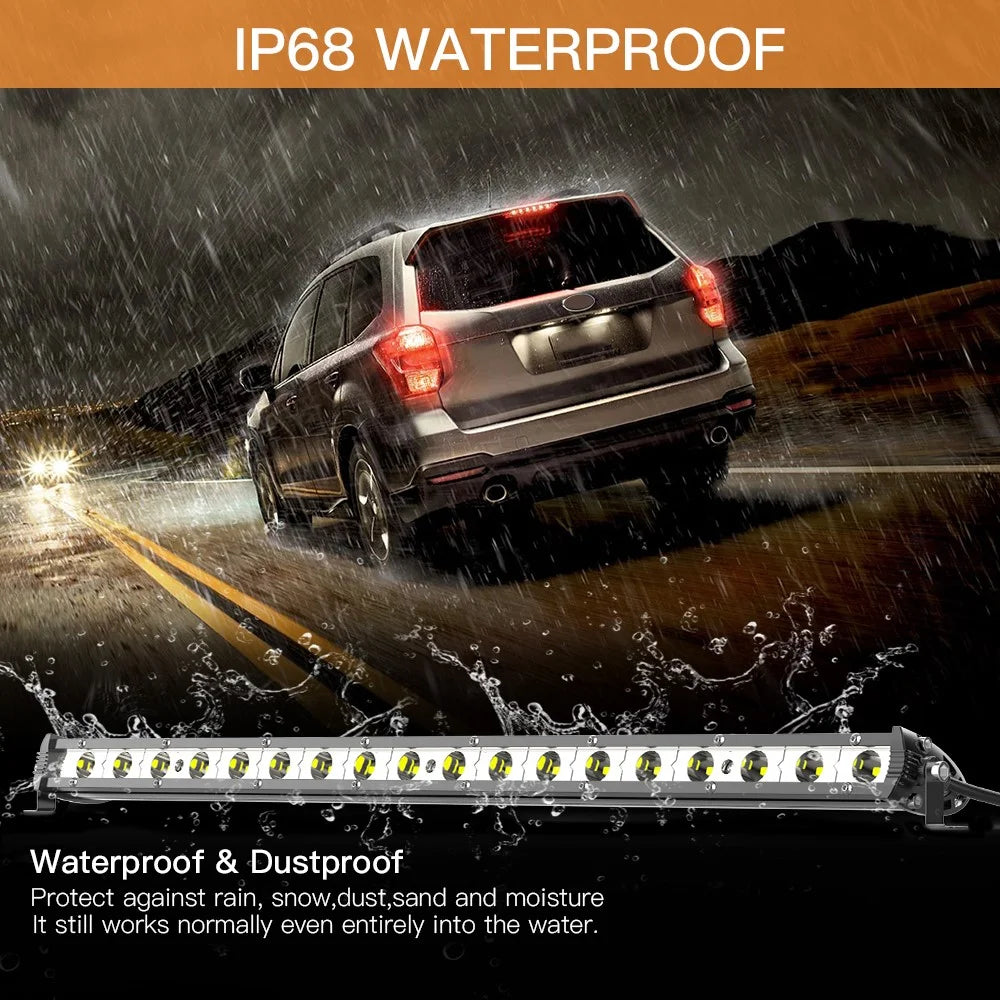 D0003 YSJ 20 inch 54W Ultra-slim Car Truck Tractor LED Work Light Spot Light Waterproof Shockproof Lamp Bar - 6
