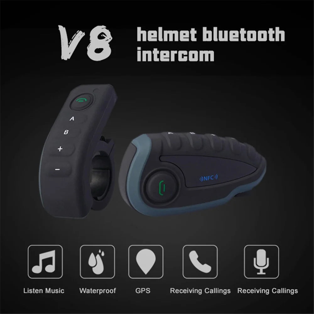 VNETPHONE V8 Motorcycle Helmet Intercom Bluetooth-compatible Headset Remote Control 1200M Wireless Distance Supporting Five People Live Chat - 2