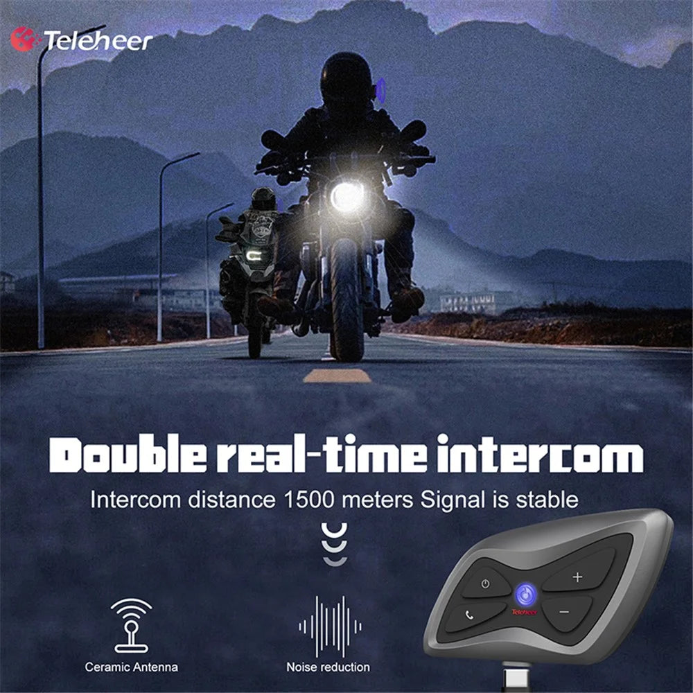 TELEHEER T6plus Motorcycle Helmet Bluetooth-compatible Headphone Outdoor Headset Waterproof Motorbike Sports Headset - 2