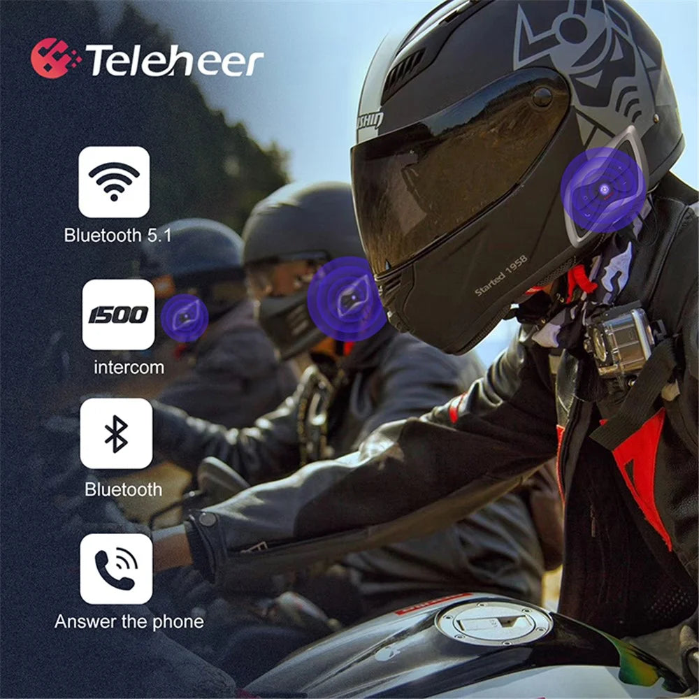 TELEHEER T6plus Motorcycle Helmet Bluetooth-compatible Headphone Outdoor Headset Waterproof Motorbike Sports Headset - 4