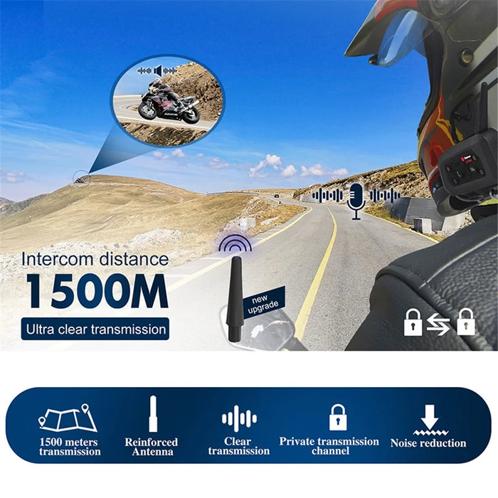 TELEHEER V6 Plus Motorcycle Helmet Bluetooth-compatible Walkie-Talkie with Headset Waterproof BT Wireless Walkie-Talkie Support 1500m Distance - 7