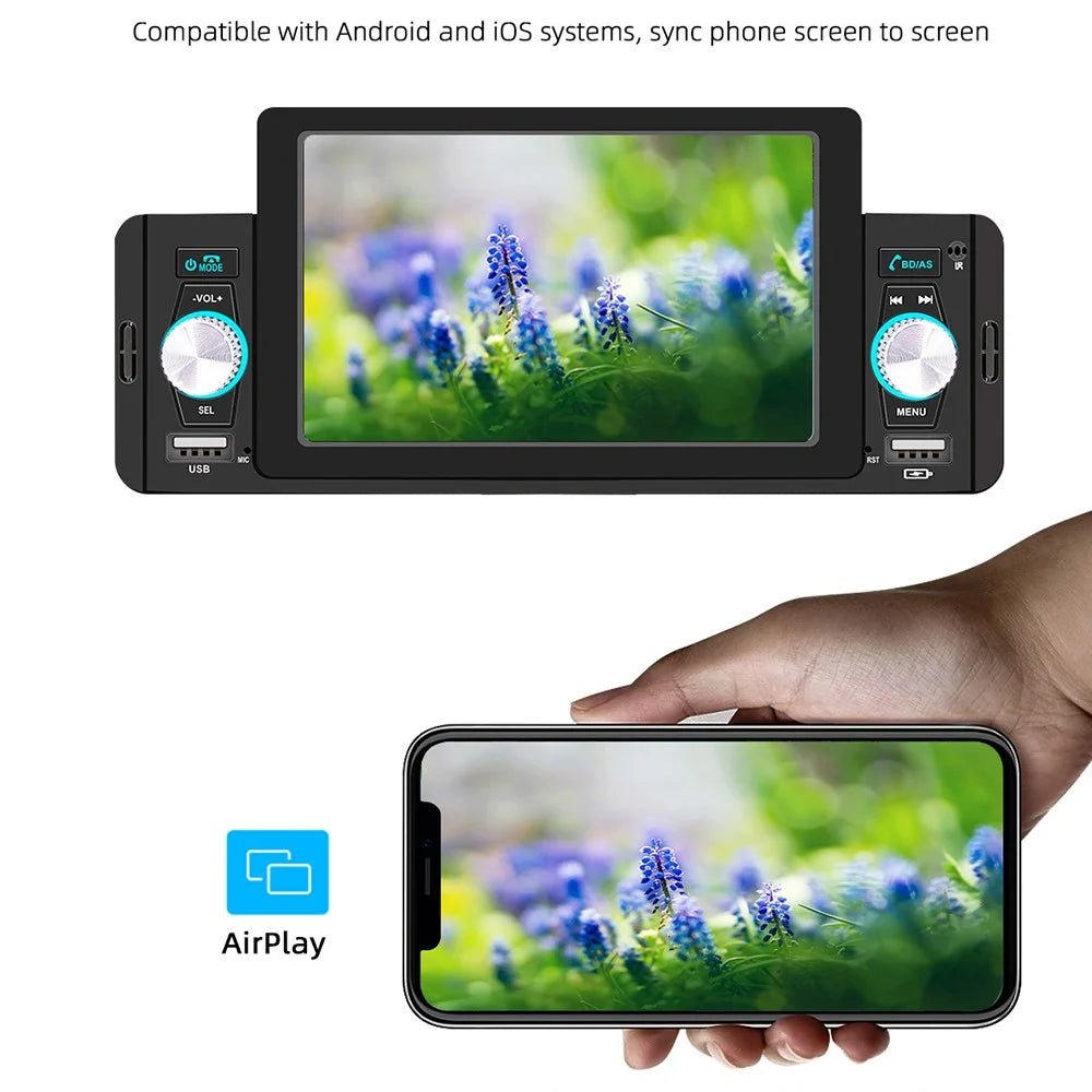 SWM 160C 5 inch Single Spindle Car Bluetooth-compatible Player MP5 MP4 Radio Audio Player CarPlay Cell Phone Connected Car BT Player - 5