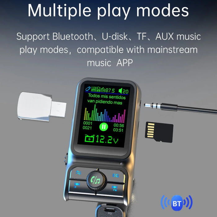 BC85 Car Bluetooth-compatible Player QC3.0 / PD Fast Charger 1.77" Color Screen Car FM Transmitter Support EQ Sound Adjustment - 4