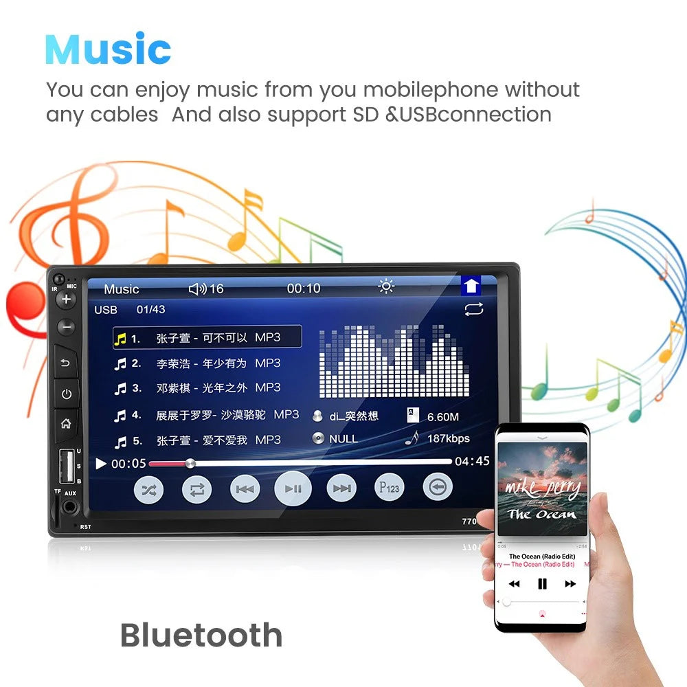 7701B 7-inch MP5 Carplayer Navigator Center Console Video Recorder with Radio (FM) / AUX  / Bluetooth-compatible Functions - 5