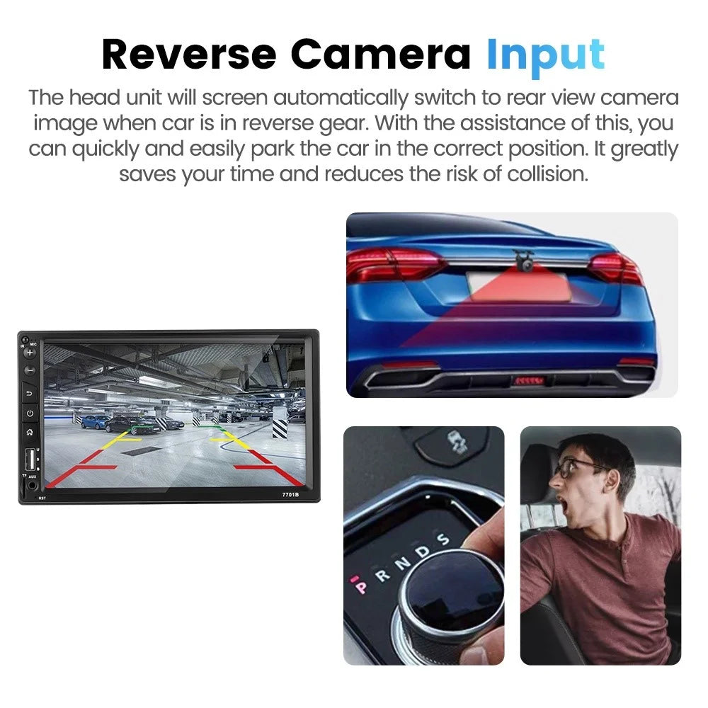 7701B-2 7-inch MP5 Carplayer with 12 Light Camera, Auto Car Center Console Video Recorder - 5