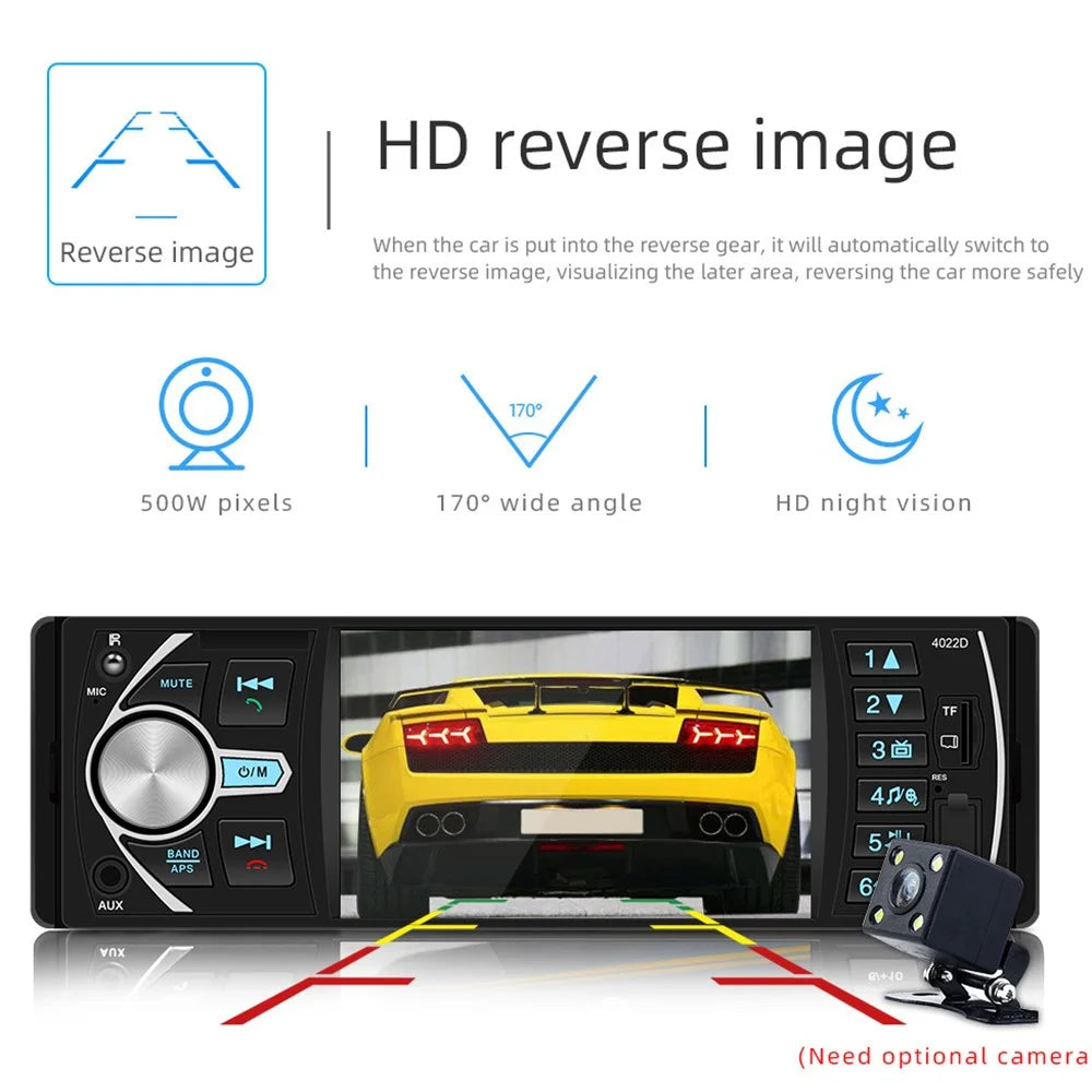 4022B 12V Car MP5 Player Steering Wheel Control 4.1-inch Screen Auto Stereo Audio - 3
