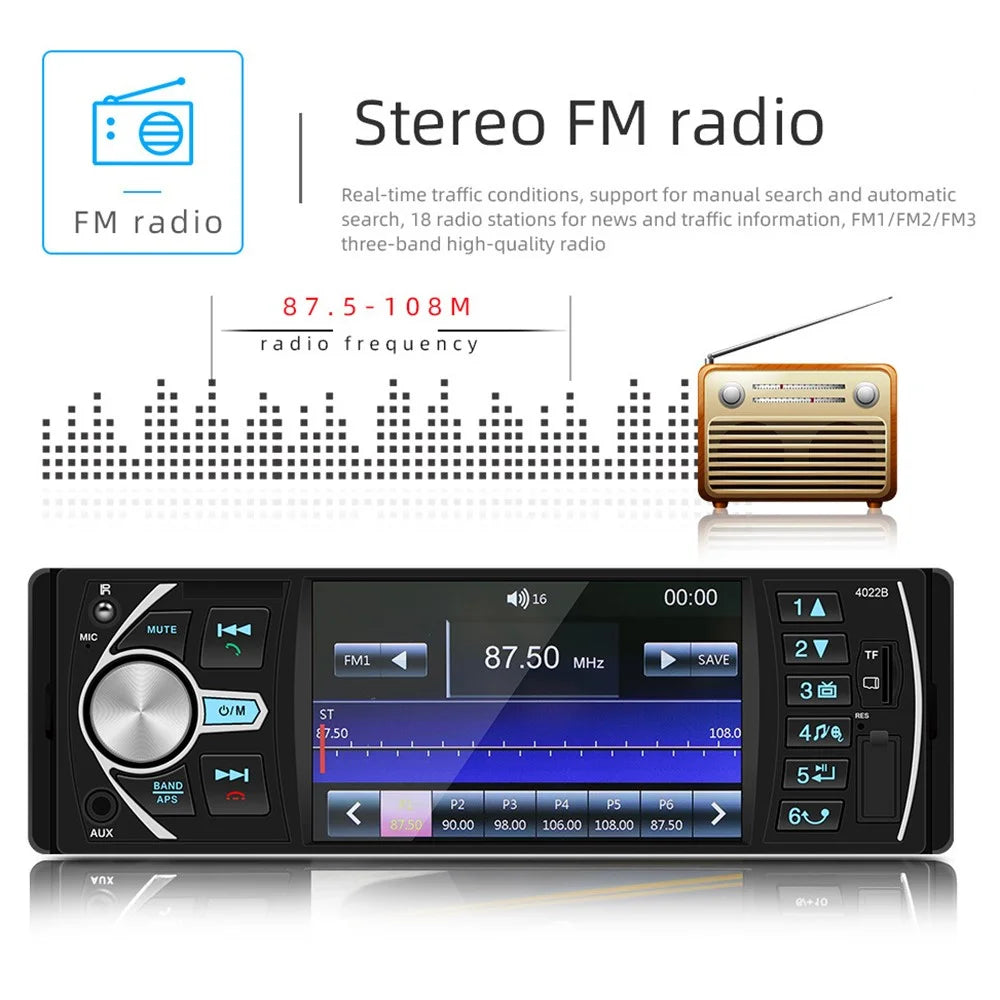 4022B 12V Car MP5 Player Steering Wheel Control 4.1-inch Screen Auto Stereo Audio - 5