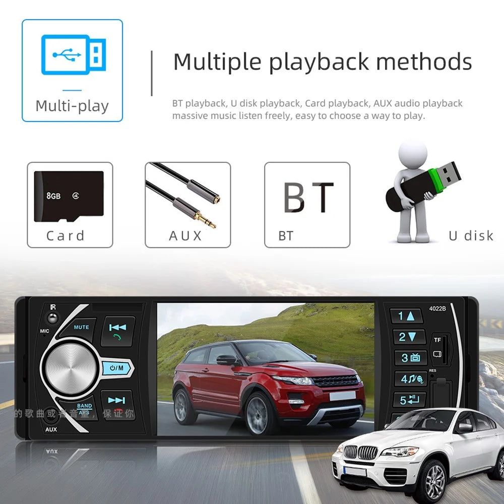 4022B 12V Car MP5 Player Steering Wheel Control 4.1-inch Screen Auto Stereo Audio - 6