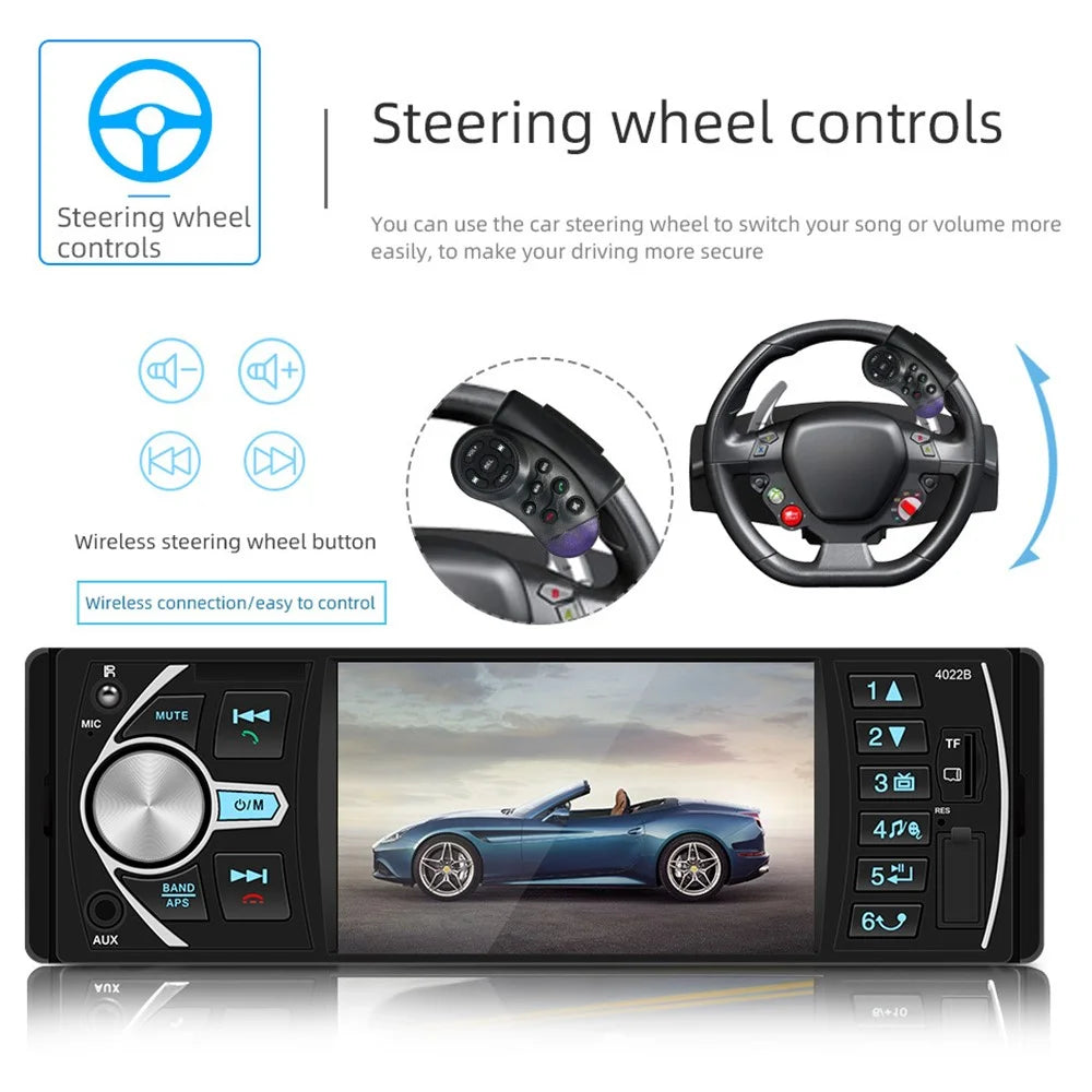 4022B 12V Car MP5 Player Steering Wheel Control 4.1-inch Screen Auto Stereo Audio - 7