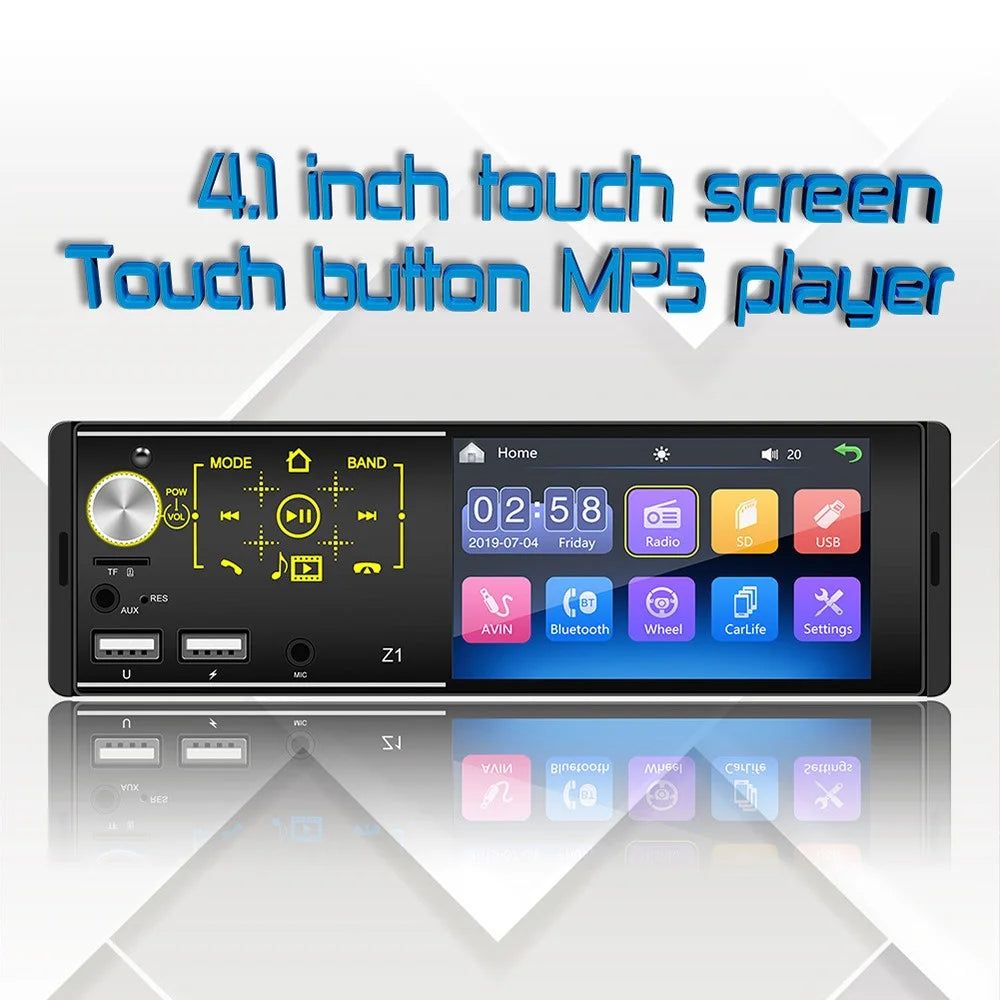 Z1 4.1-inch HD Touch Screen Wireless Bluetooth-compatible Car Radio MP5 Player with 7 Color Button Lights (No Battery) - 3