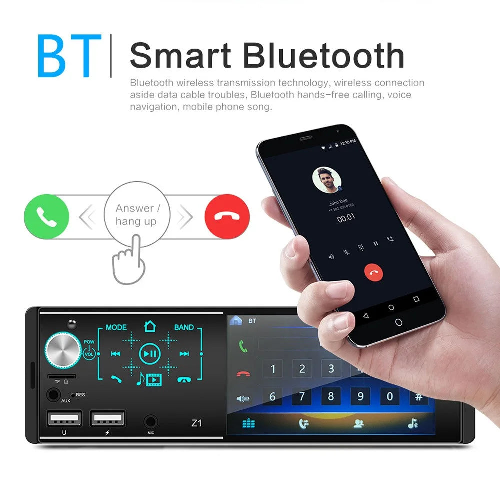 Z1 4.1-inch HD Touch Screen Wireless Bluetooth-compatible Car Radio MP5 Player with 7 Color Button Lights (No Battery) - 7