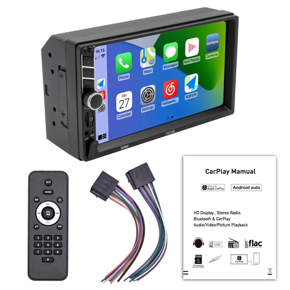 7013B 7-inch Car MP5 Player Bluetooth-compatible Multimedia FM Radio Audio Receiver AUX in USB TF Card Input - 1