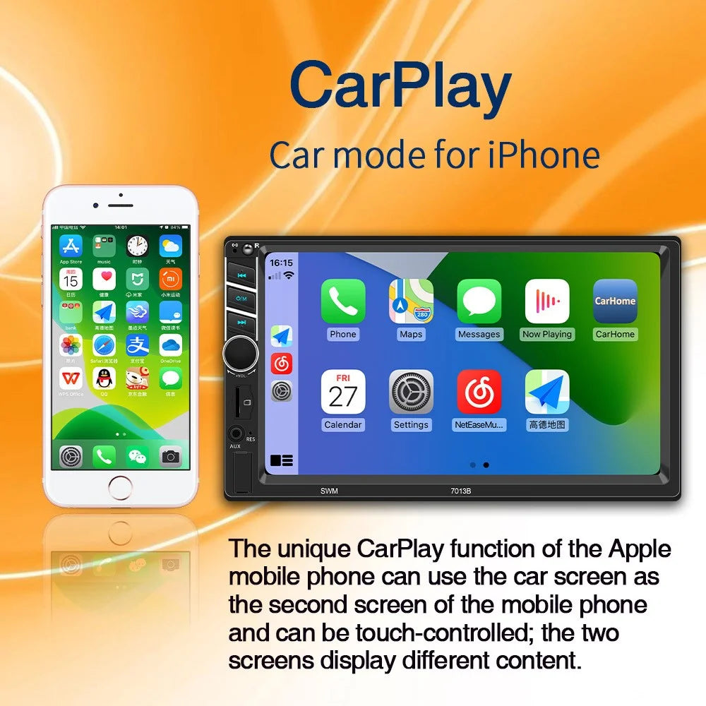 7013B 7-inch Car MP5 Player Bluetooth-compatible Multimedia FM Radio Audio Receiver AUX in USB TF Card Input - 4