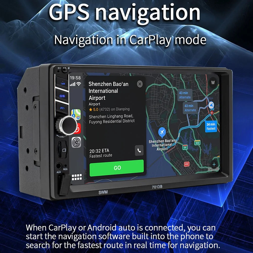 7013B 7-inch Car MP5 Player Bluetooth-compatible Multimedia FM Radio Audio Receiver AUX in USB TF Card Input - 7