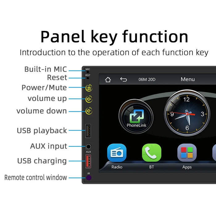 FS03C Car Stereo 7-inch MP5 Player Multimedia Player with Mirror Link Steering Wheel Control - 7