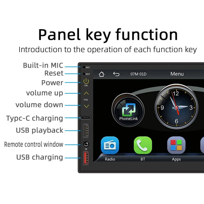 FS02C Car Radio MP5 Player 7" HD Screen Mirror Link Reversing Image FM Radio Receiver - 7