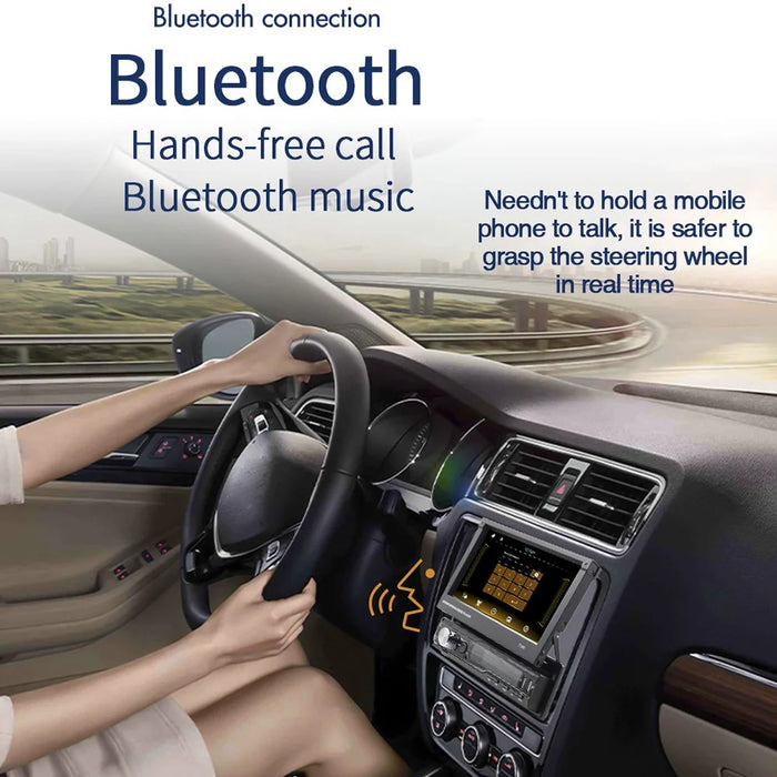 T100C 7'' Car Stereo Electric Retractable Screen Car MP5 Player Support FM AM Radio, Steering Wheel Control - 2