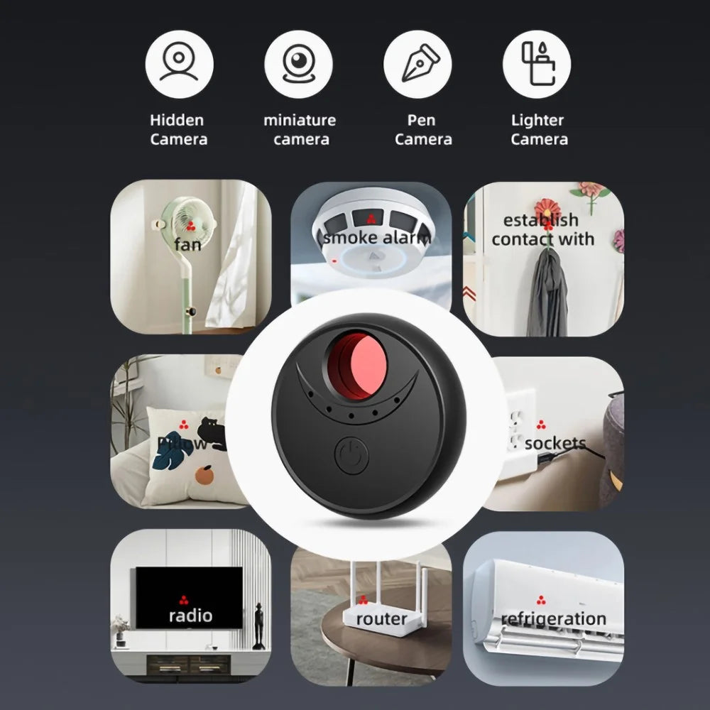X17 Anti-Peep Camera Detector 4 AI Infrared Lamp Beads Camera Finder Portable GPS Car Signal Location Detector - Black - 6