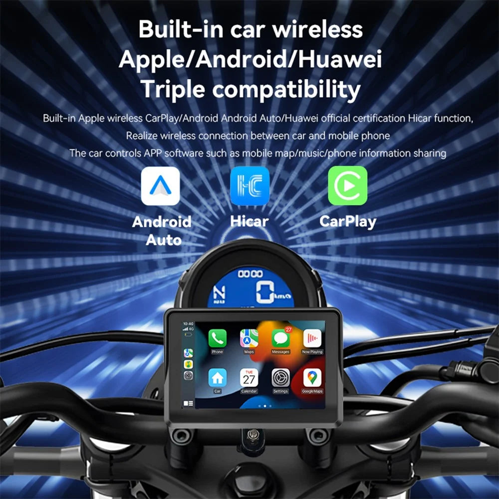 PND-Q5S 5-Inch Display Wireless Car Play Motorcycle GPS Navigator - 3
