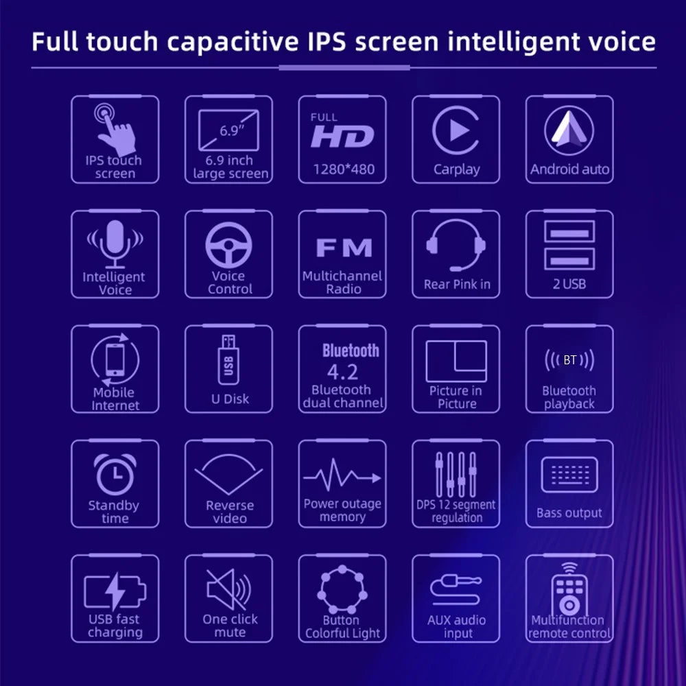 6288A 6.9-inch IPS Screen Android Wireless Car Play Mobile Phone Bluetooth-compatible Player 2+32G - 3