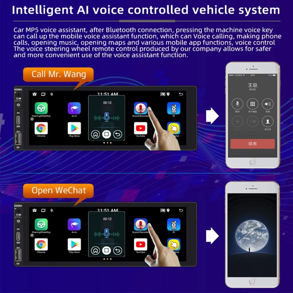 6288A 6.9-inch IPS Screen Android Wireless Car Play Mobile Phone Bluetooth-compatible Player 2+32G - 5