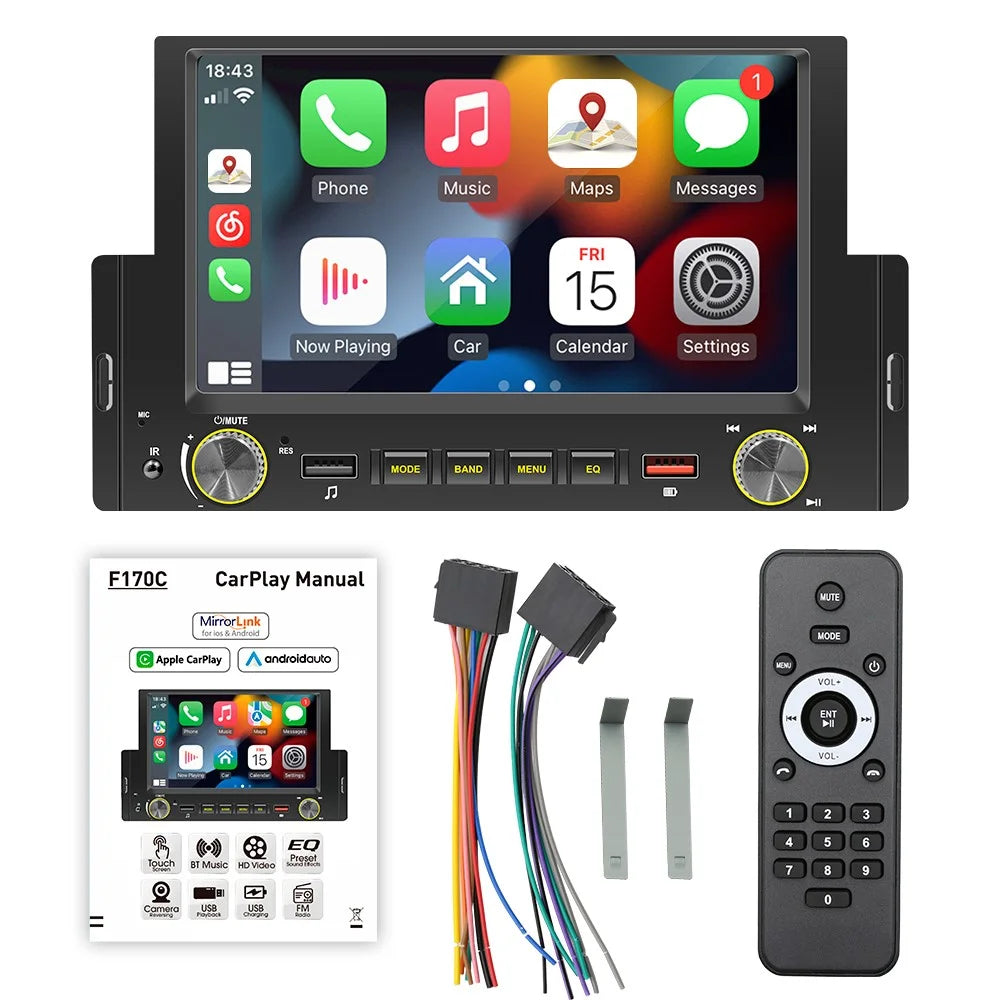 F170C 6-inch Car Play Bluetooth-compatible Car MP5 Player with Dual USB Car FM Radio - 1