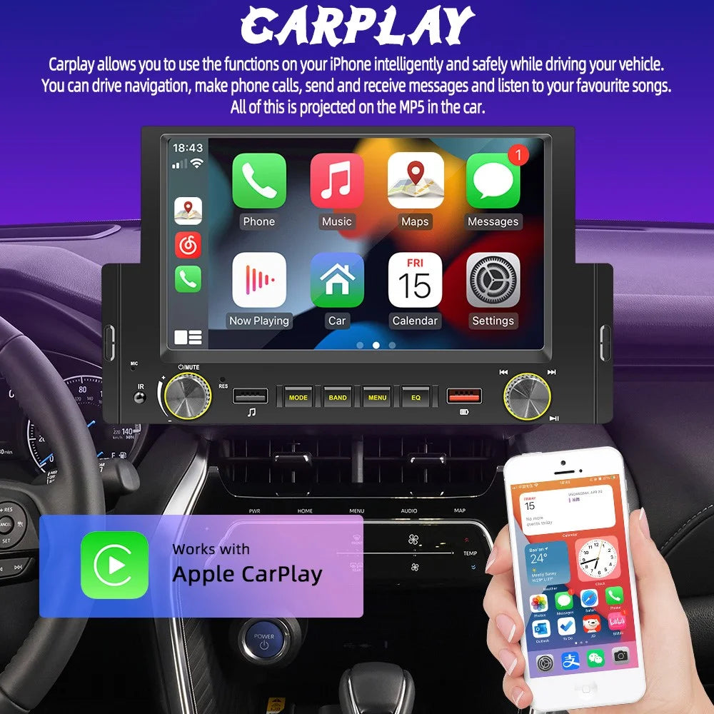 F170C 6-inch Car Play Bluetooth-compatible Car MP5 Player with Dual USB Car FM Radio - 5