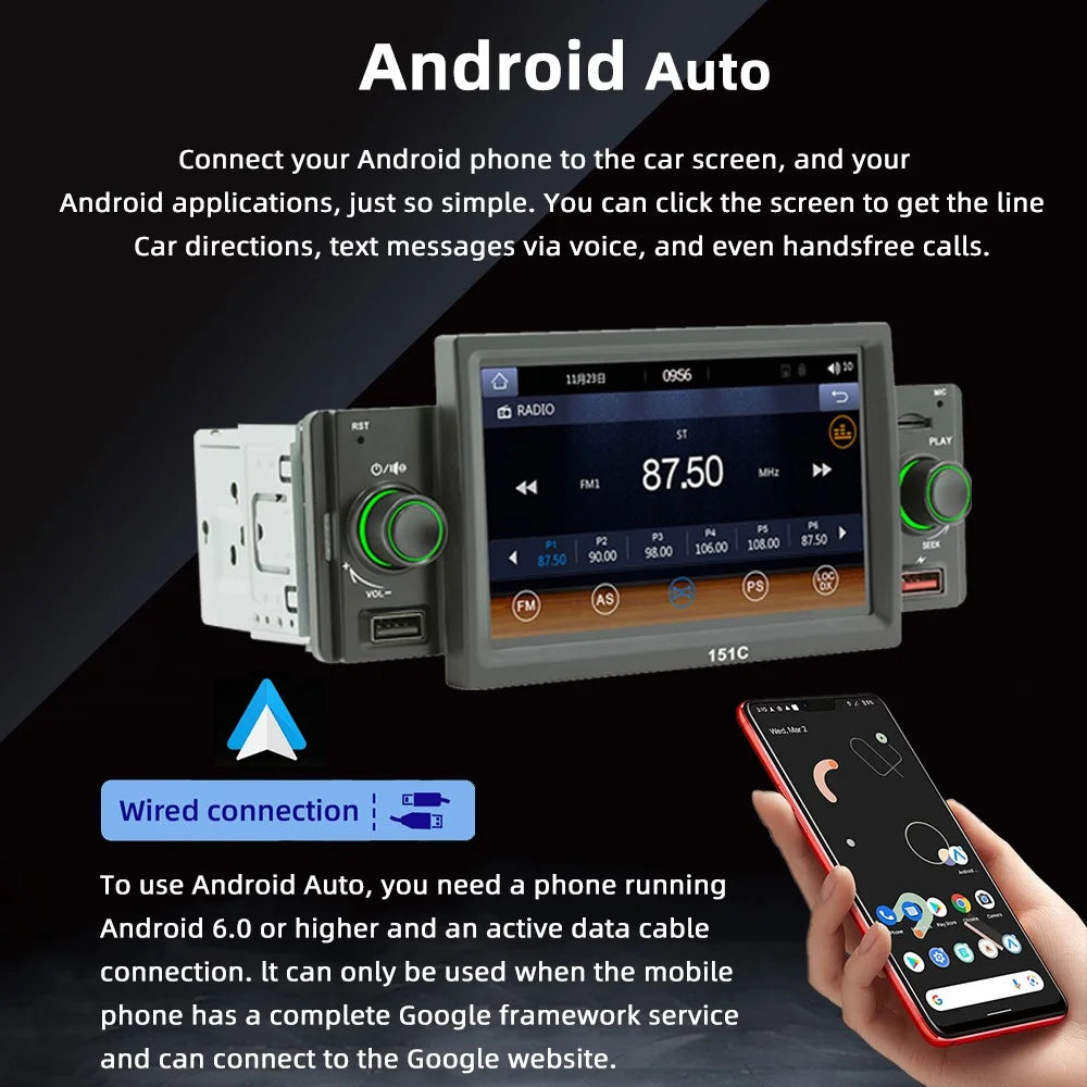 SWM151C 5-inch Display Car Play Mobile Phone Interconnection Car Bluetooth-compatible MP5 Player - 6