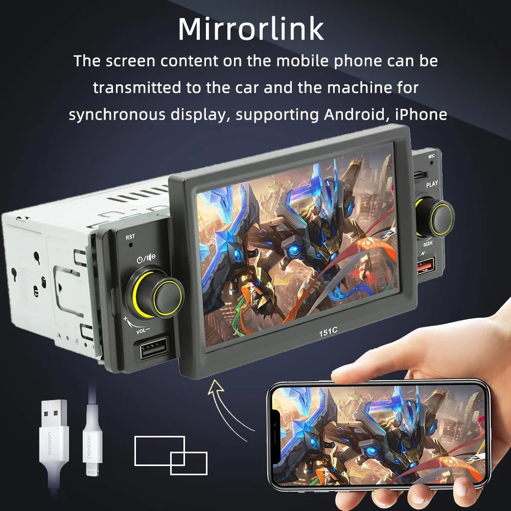 SWM151C 5-inch Display Car Play Mobile Phone Interconnection Car Bluetooth-compatible MP5 Player - 7