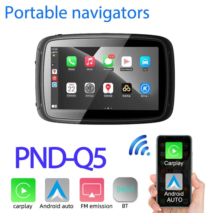 PND-Q5 5-inch Wireless Car Play Portable Motorcycle Navigator Bluetooth-compatible HD Video Playback - 2