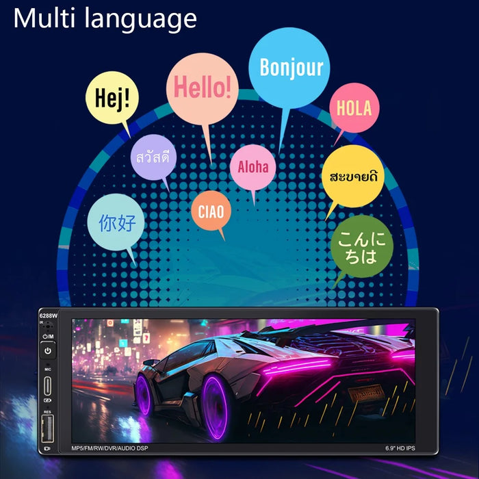6288W 6.9-Inch IPS Screen Wireless Car Play Single DIN Capacitive Bluetooth-compatible MP5 Player - 4