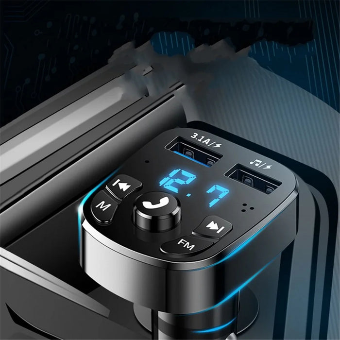 Car Bluetooth-compatible 5.0 FM Transmitter Receiver Bluetooth-compatible Audio Player Car Kit with Dual USB Ports for U Disk/Phone Charger - 2
