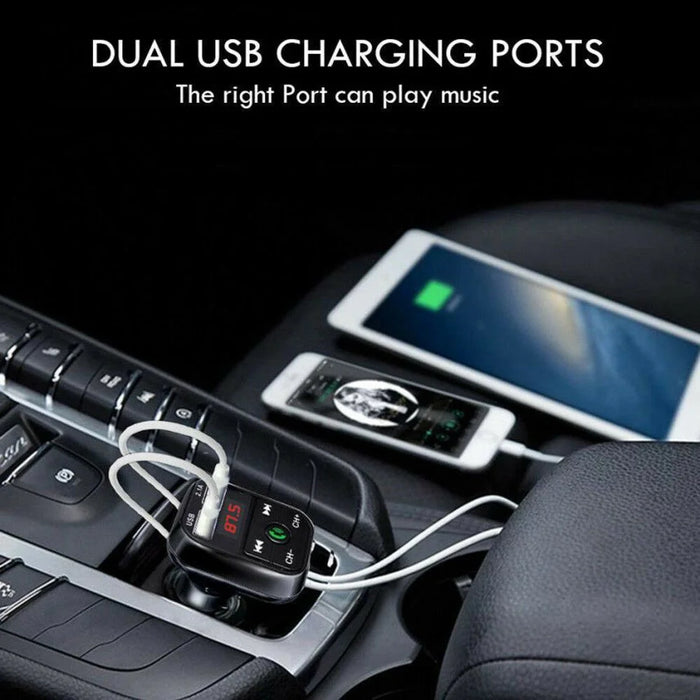 B2 Car Bluetooth-compatible 5.0 FM Transmitter Wireless Handsfree Mic Audio Receiver Auto MP3 Player 2.1A Dual USB Fast Charger Car Accessories - 3