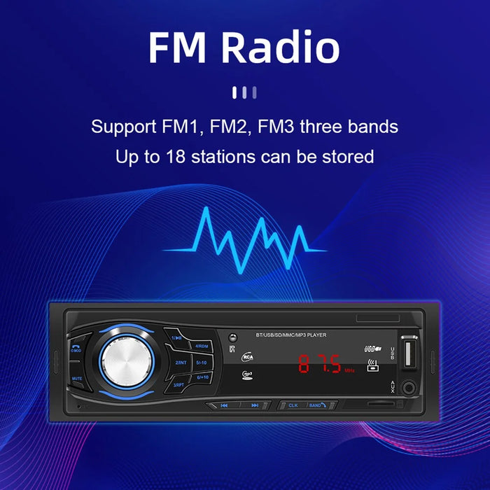 SWM 1428 RCA Audio Subwoofer 1 Din Car Stereo FM Radio Bluetooth MP3 Player with Remote Control - 4