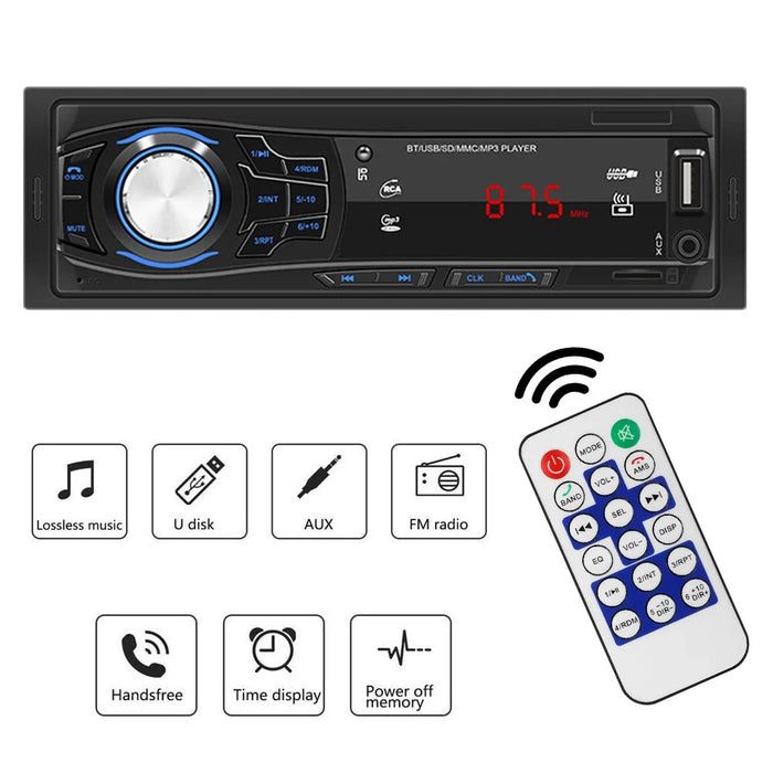 SWM 1428 RCA Audio Subwoofer 1 Din Car Stereo FM Radio Bluetooth MP3 Player with Remote Control - 5