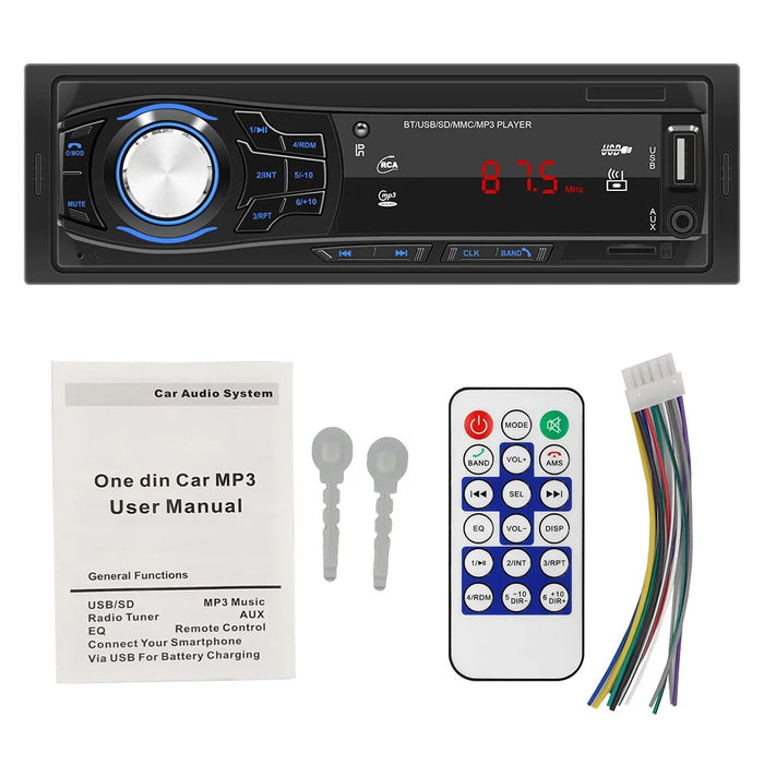 SWM 1428 RCA Audio Subwoofer 1 Din Car Stereo FM Radio Bluetooth MP3 Player with Remote Control - 6