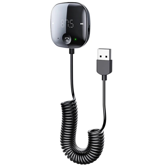 LOHEE S-25 Digital Display Car Bluetooth-compatible 5.0 Receiver MP3 Music Player FM Transmitter with USB Spring Cable - 1