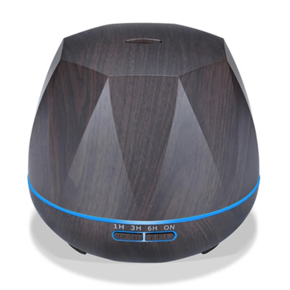 Wood Grain Aroma Diffuser Portable Fog Maker 550ml Silent Air Humidifier with LED Light Mist Sprayer Sleep Aid - US Plug - 1