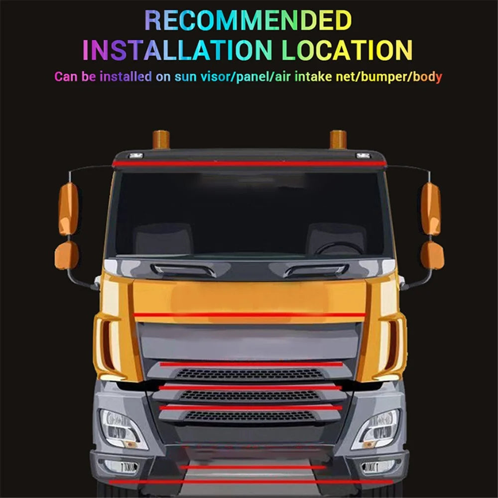 1m Car RGB Ambient Light Bar Truck LED Strip 24V Van Exterior Decoration DRL Running Lamp - 6