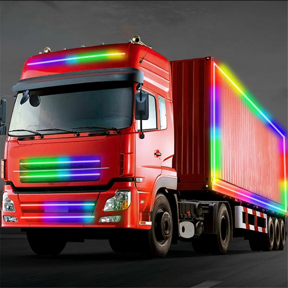 1m Car RGB Ambient Light Bar Truck LED Strip 24V Van Exterior Decoration DRL Running Lamp - 7